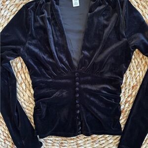H&M Black Velvet Blouse Small